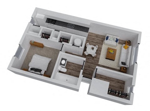 Floor plan for 1 bed, 1 bath, 580 sqft